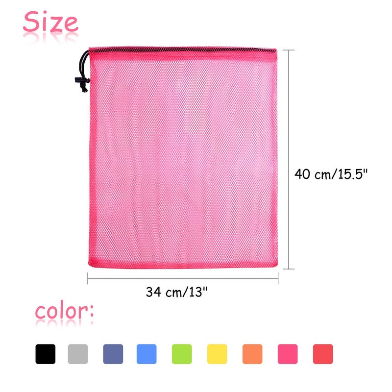 KUUQA 15 Pcs Mesh Drawstring Bags, Nylon Mesh Stuff Sacks for Storage, Travel, Sports (9 Colors) - Image 2